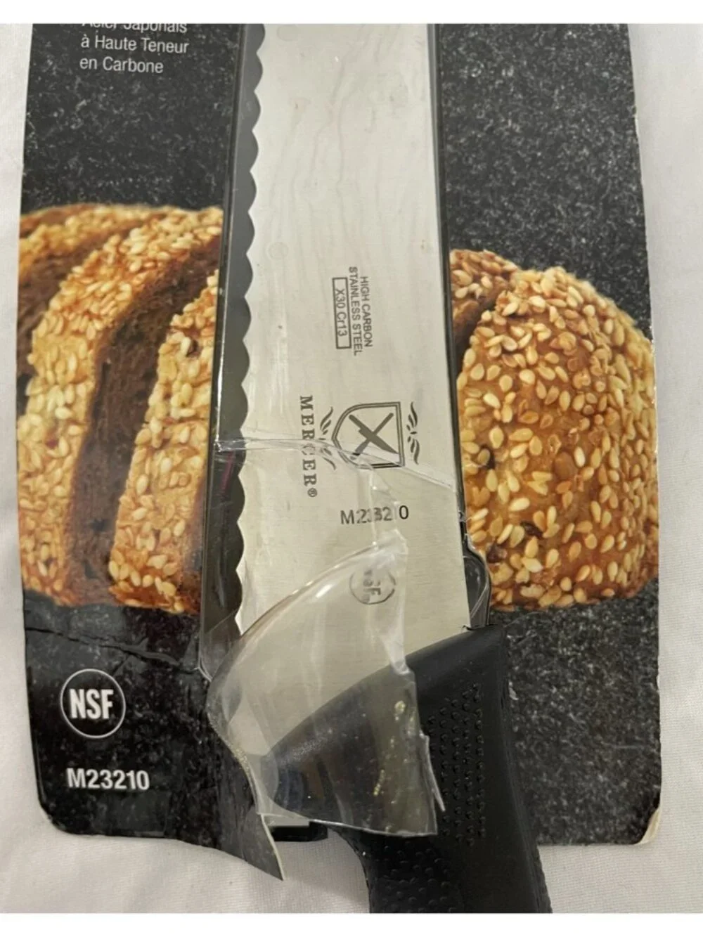 M23210 Millennia Black Handle 10-Inch Wide Wavy Edge Bread Knife